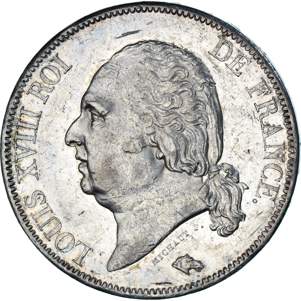 Coin, France, Louis XVIII, 5 Francs, 1819, Rouen, AU(50-53), Silver, KM:711.2