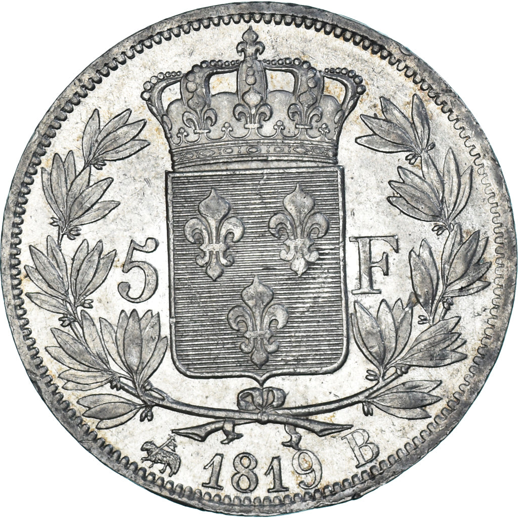 Coin, France, Louis XVIII, 5 Francs, 1819, Rouen, AU(50-53), Silver, KM:711.2