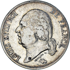 Moneta, Francia, Louis XVIII, 5 Francs, 1822, Paris, MB+, Argento, KM:711.1
