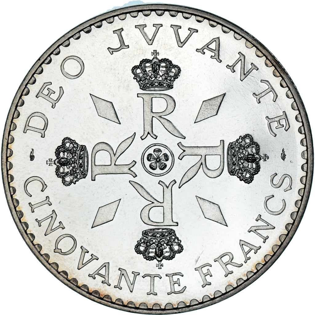 Coin, Monaco, Rainier III, 50 Francs, 1976, MS(63), Silver, Gadoury:MC162