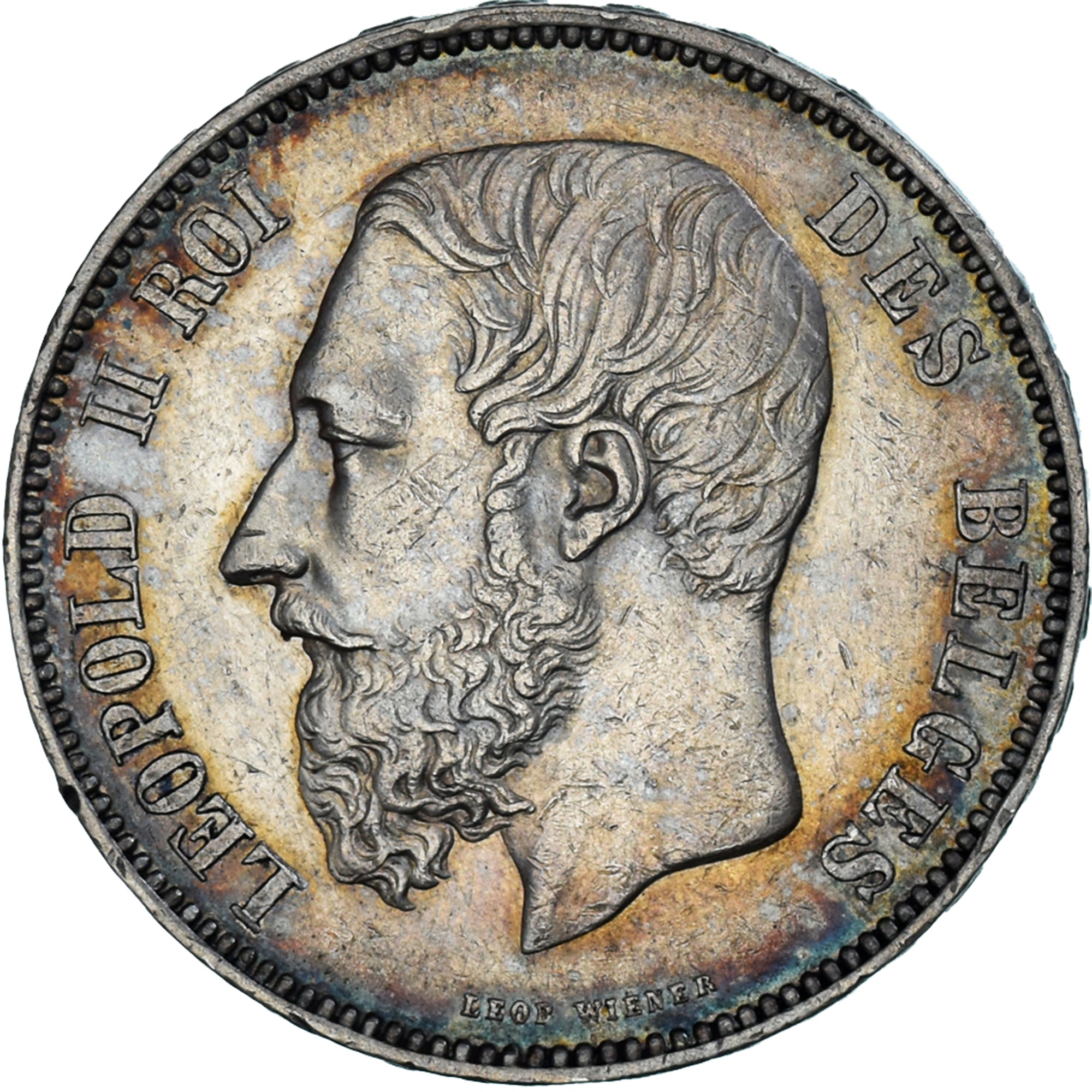 Coin, Belgium, Leopold II, 5 Francs, 1868, AU(55-58), Silver, KM:24