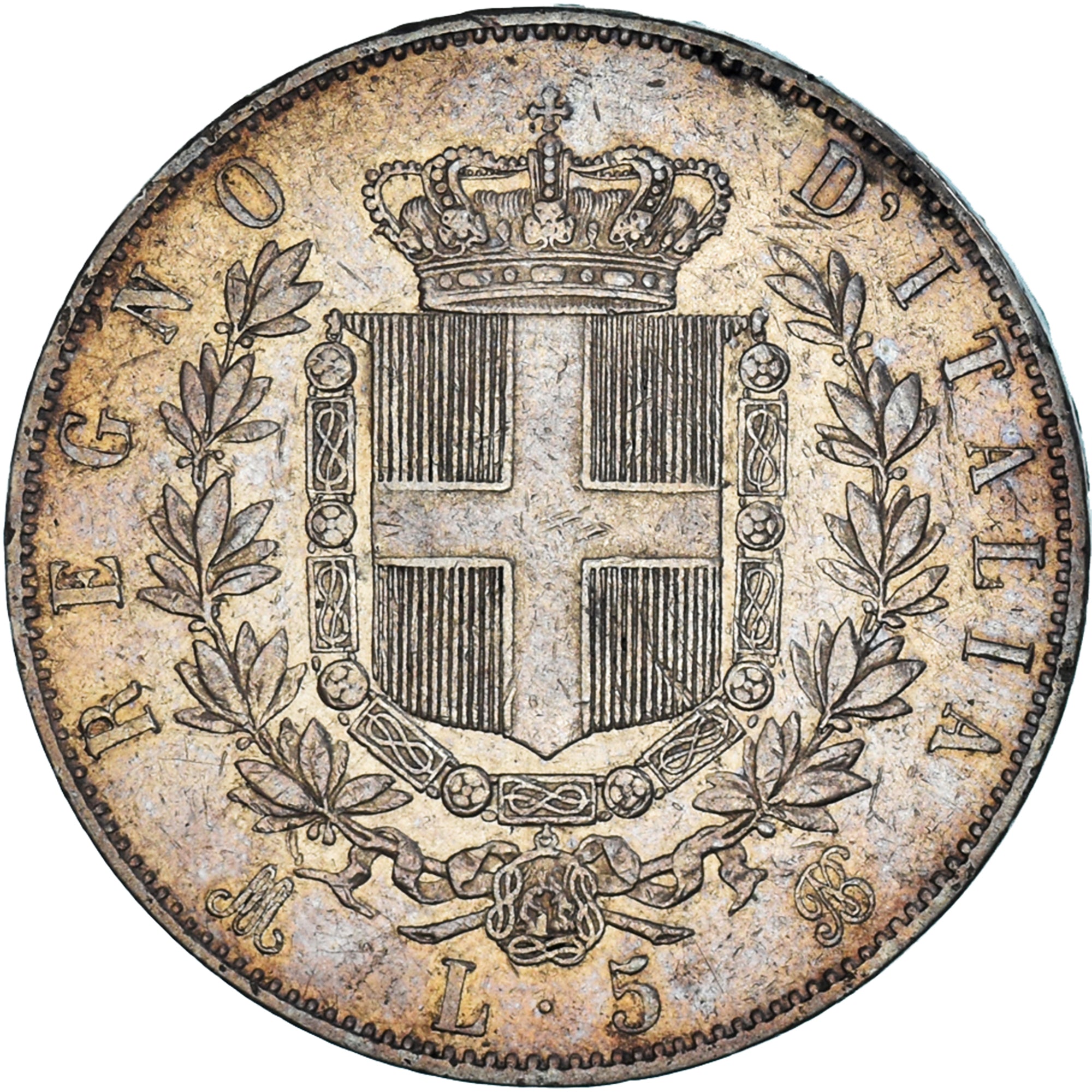 Coin, Italy, Vittorio Emanuele II, 5 Lire, 1872, Milan, AU(50-53), Silver