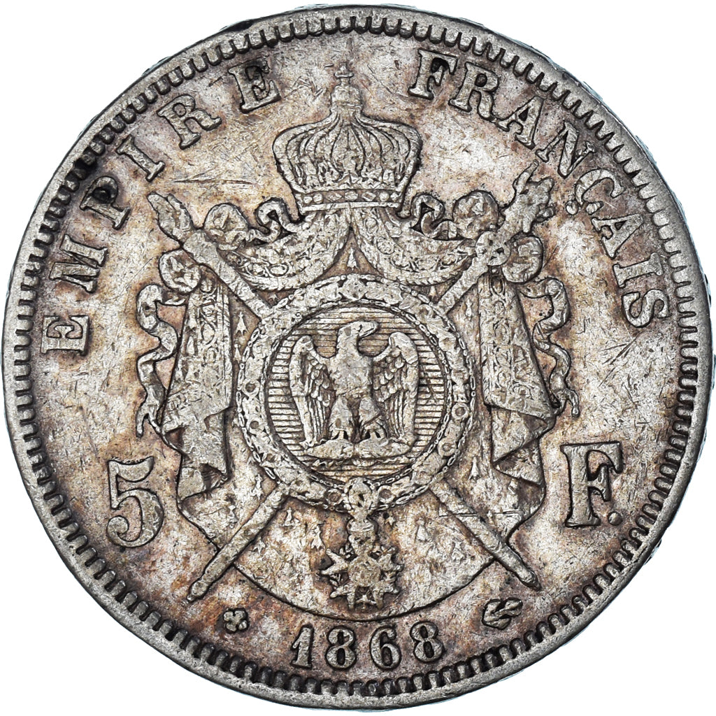 Coin, France, Napoleon III, 5 Francs, 1868, Strasbourg, VF(30-35), Silver