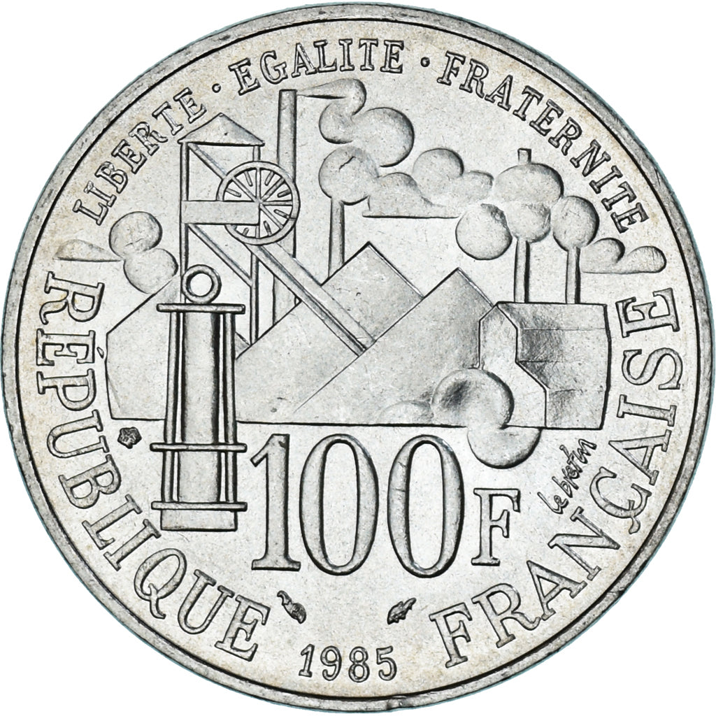 Coin, France, Emile Zola Germinal, 100 Francs, 1985, Paris, MS(60-62), Silver