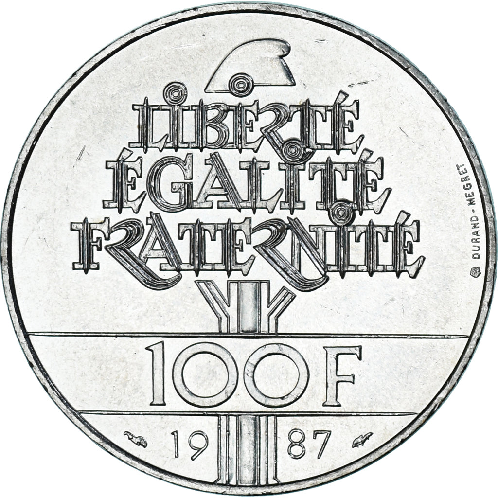 Coin, France, Lafayette, 100 Francs, 1987, Paris, MS(63), Silver, KM:962