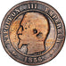 Moeda, França, Napoleon III, 10 Centimes, 1856, Lille, F(12-15), Bronze