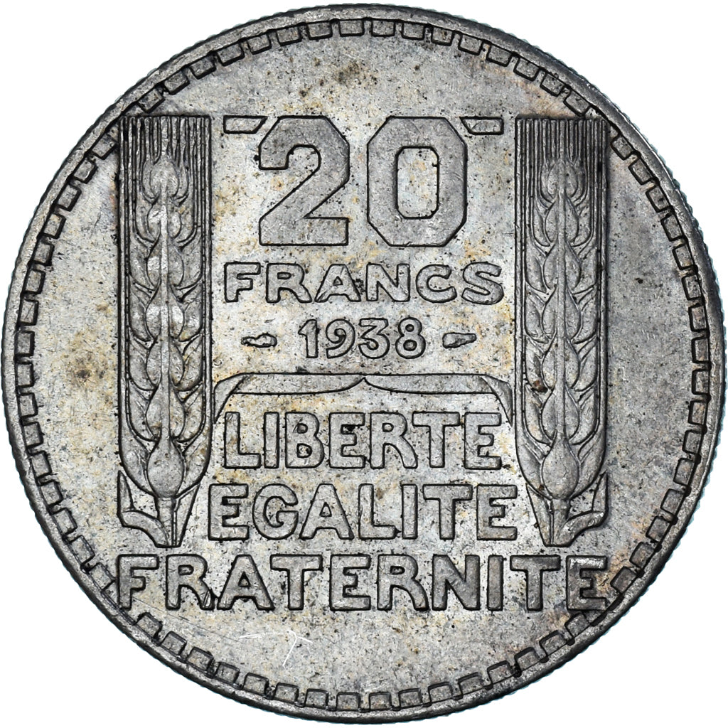 Moeda, França, Turin, 20 Francs, 1938, Paris, AU(55-58), Prata, KM:879