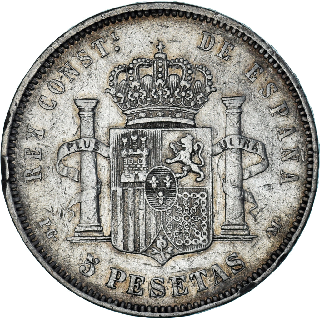 Coin, Spain, Alfonso XIII, 5 Pesetas, 1891, Madrid, VF(30-35), Silver, KM:689