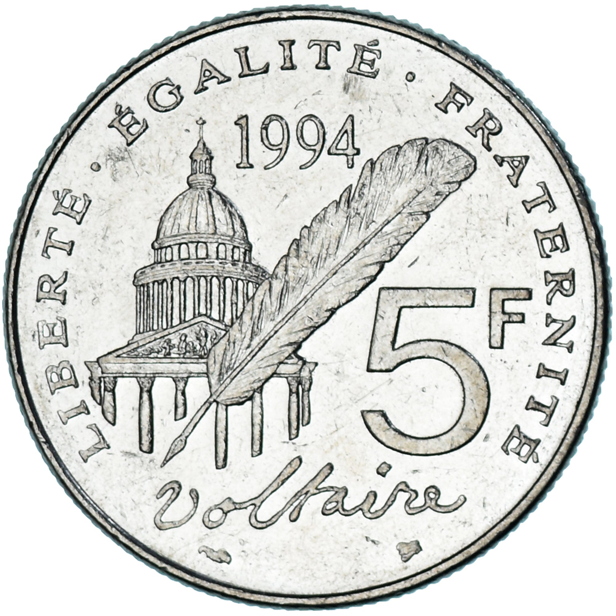 Monnaie, France, Voltaire, 5 Francs, 1994, Paris, SUP, Nickel Clad