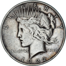 Coin, United States, Peace, Dollar, 1922, Philadelphia, VF(30-35), Silver