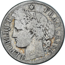 Moeda, França, Cérès, 2 Francs, 1871, Paris, VF(20-25), Prata, Gadoury:530