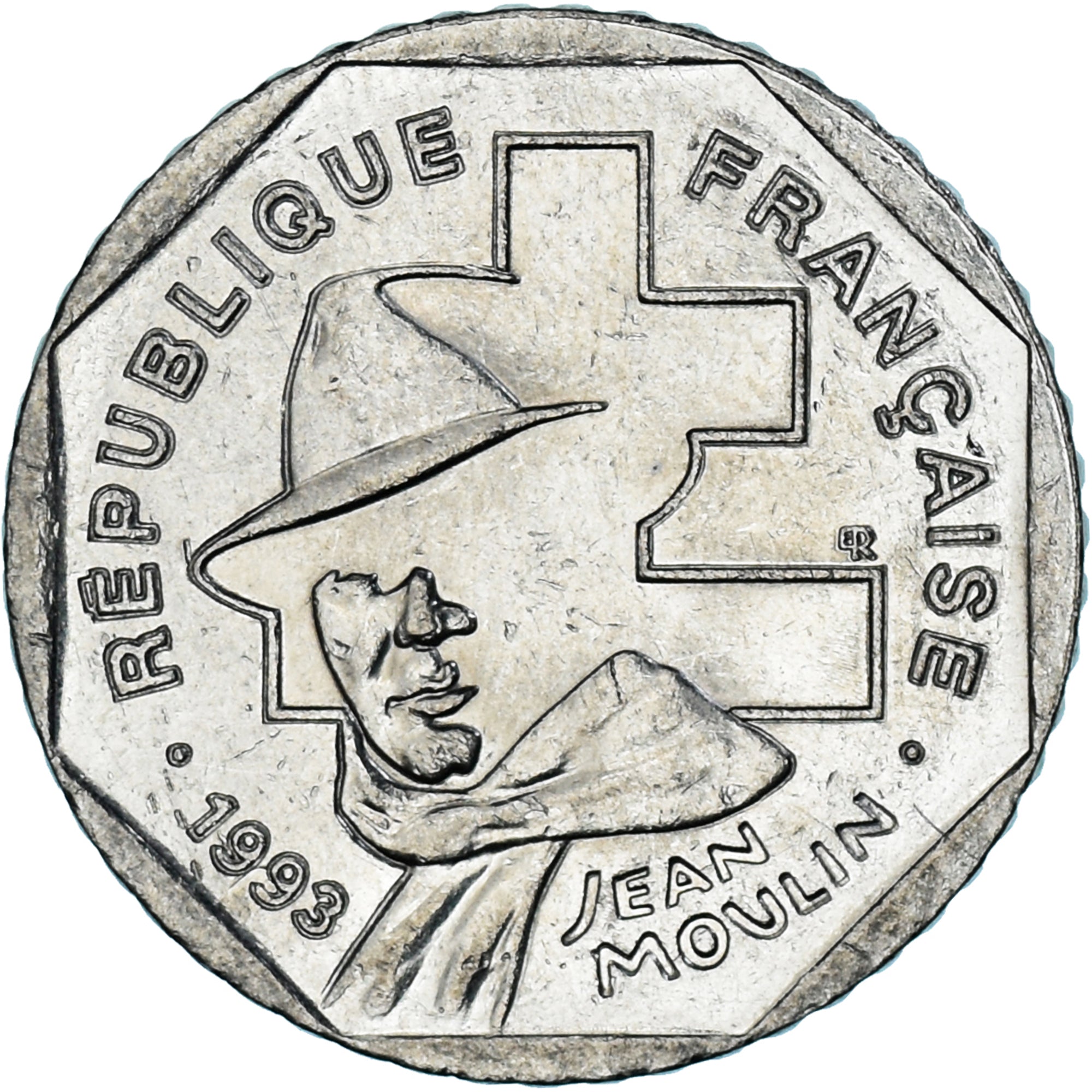 Münze, Frankreich, Jean Moulin, 2 Francs, 1993, Paris, VZ+, Nickel, KM:845.1