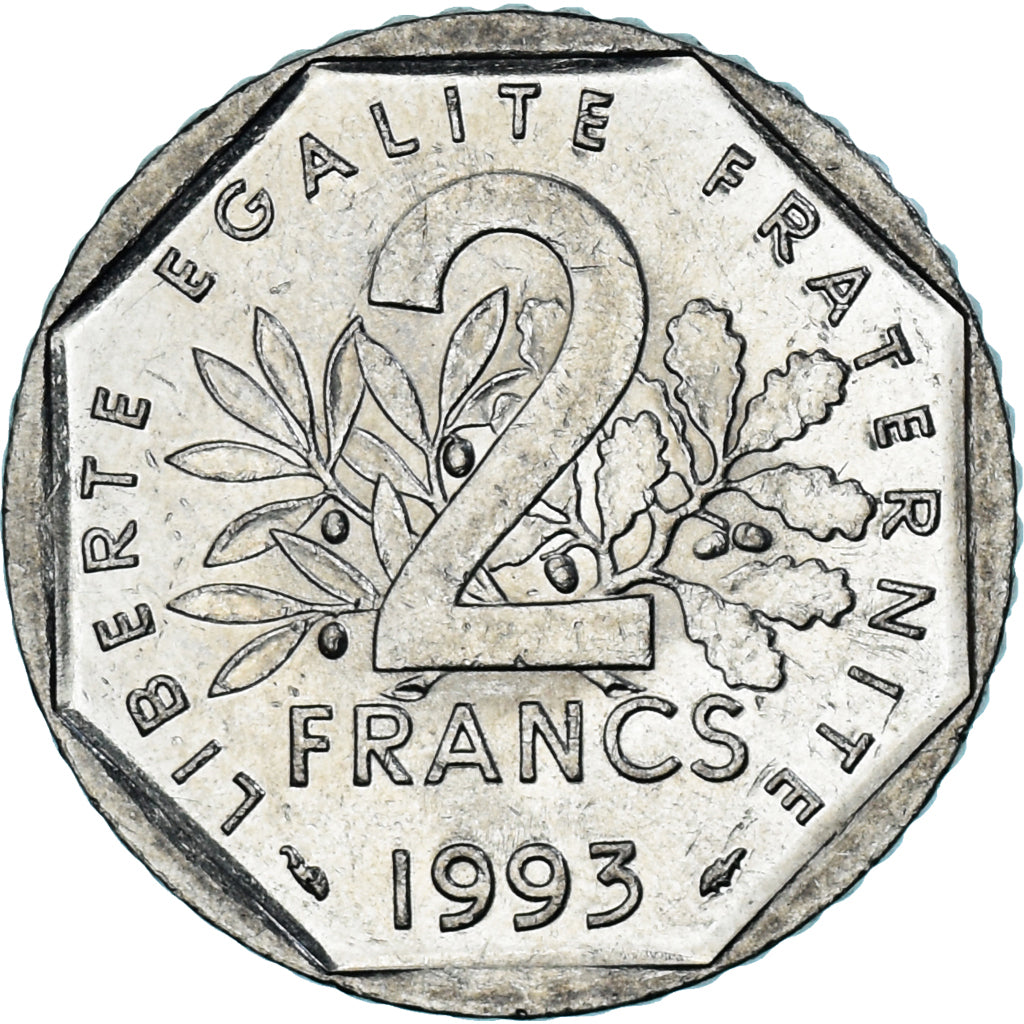 Münze, Frankreich, Jean Moulin, 2 Francs, 1993, Paris, VZ+, Nickel, KM:845.1