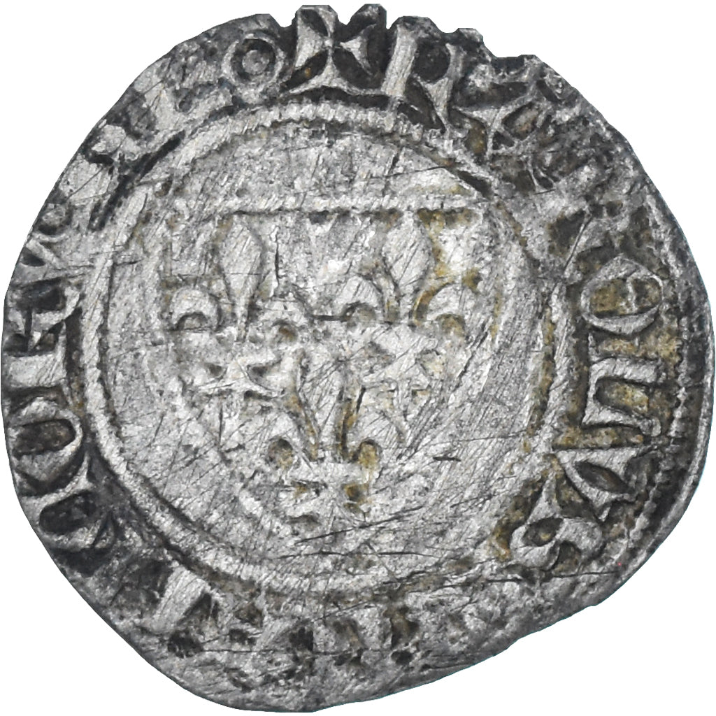 Coin, France, Charles VI, 1/2 Guénar, 1380-1422, VF(30-35), Billon