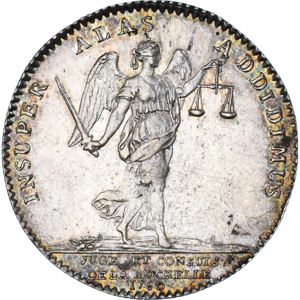 France, Jeton, Louis XV, Juges et consuls de La Rochelle, 1760, TTB+, Argent