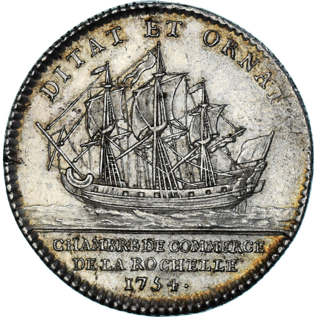 França, Token, Luís XV, Chambre de Commerce de La Rochelle, 1754, AU(55-58)
