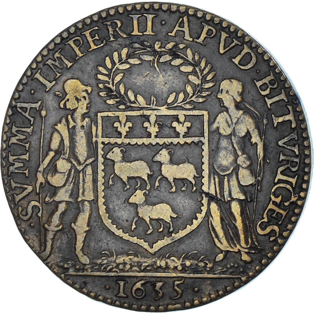 France, Token, Chambre des comptes du Berry, 1635, VF(30-35), Brass