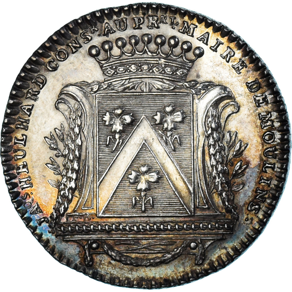 Francia, zeton, Maire de Moulins, Jacques Heulhard, EBC+, Plata