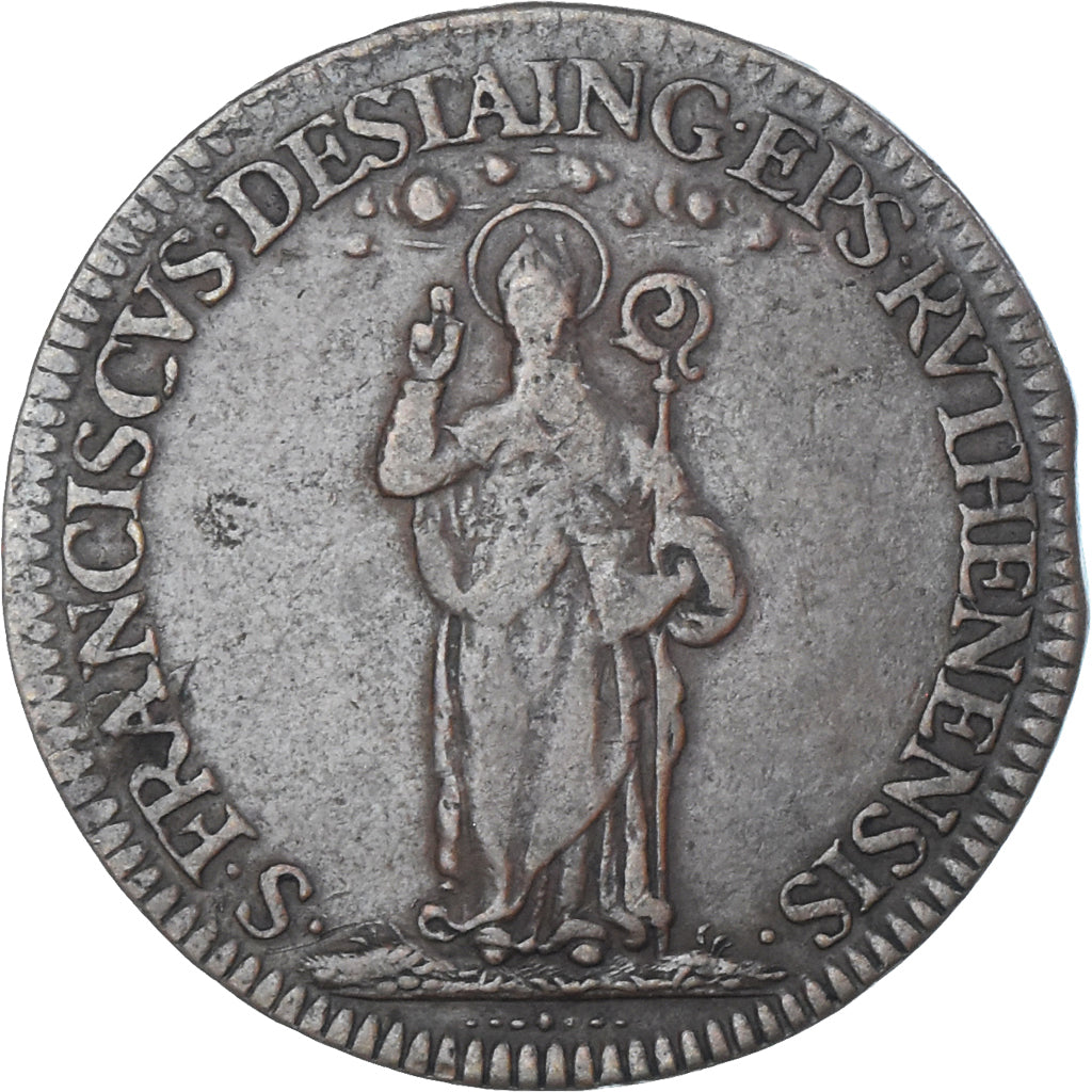 Francia, zeton, Auvergne, Louis d’Estaing, évêque de Rodez, 1653, BC+