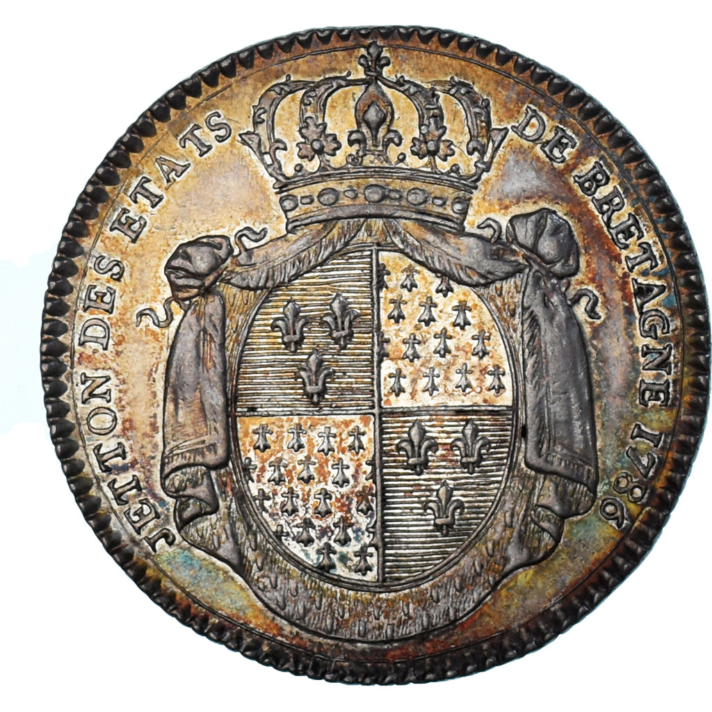 France, Token, Louis XVI, États de Bretagne, Rennes, 1786, MS(60-62), Silver