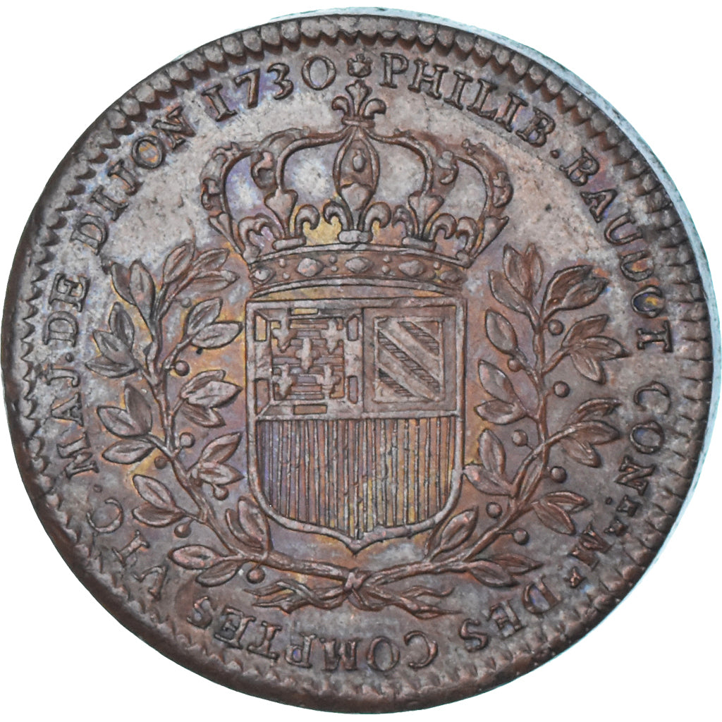 Francja, Token, Maires de Dijon, Philibert Baudot, 1730, AU(55-58), Miedź