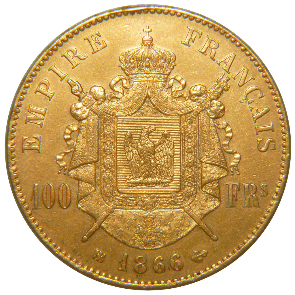 Francia, Napoleon III, Napoléon III, 100 Francs, 1866, Strasbourg, SPL-, Oro...