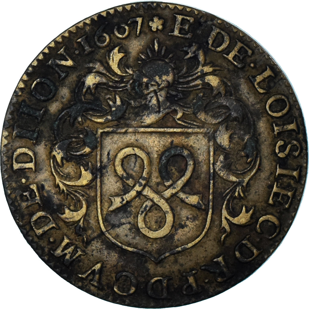 France, Jeton, Maires de Dijon, Étienne de Loisie, 1607, TTB, Laiton