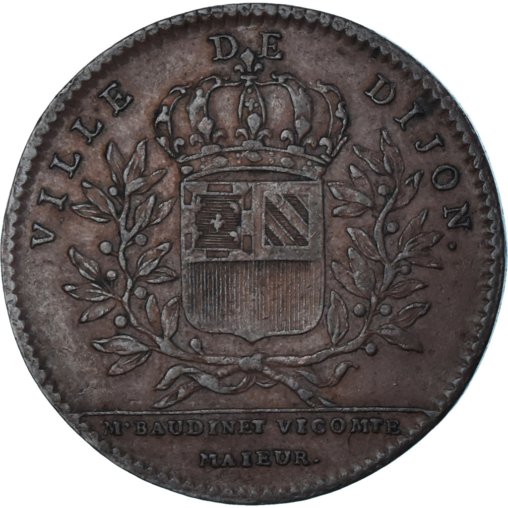 Francja, Token, Maires de Dijon, Etienne Baudinet, 1722, EF(40-45), Miedź