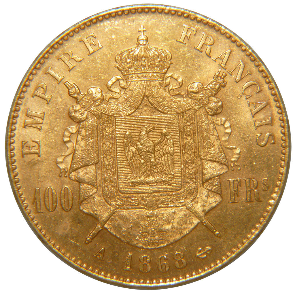 FRANCE, Napoléon III, 100 Francs, 1868, Paris, KM #802.1, AU(55-58), Gold, G...