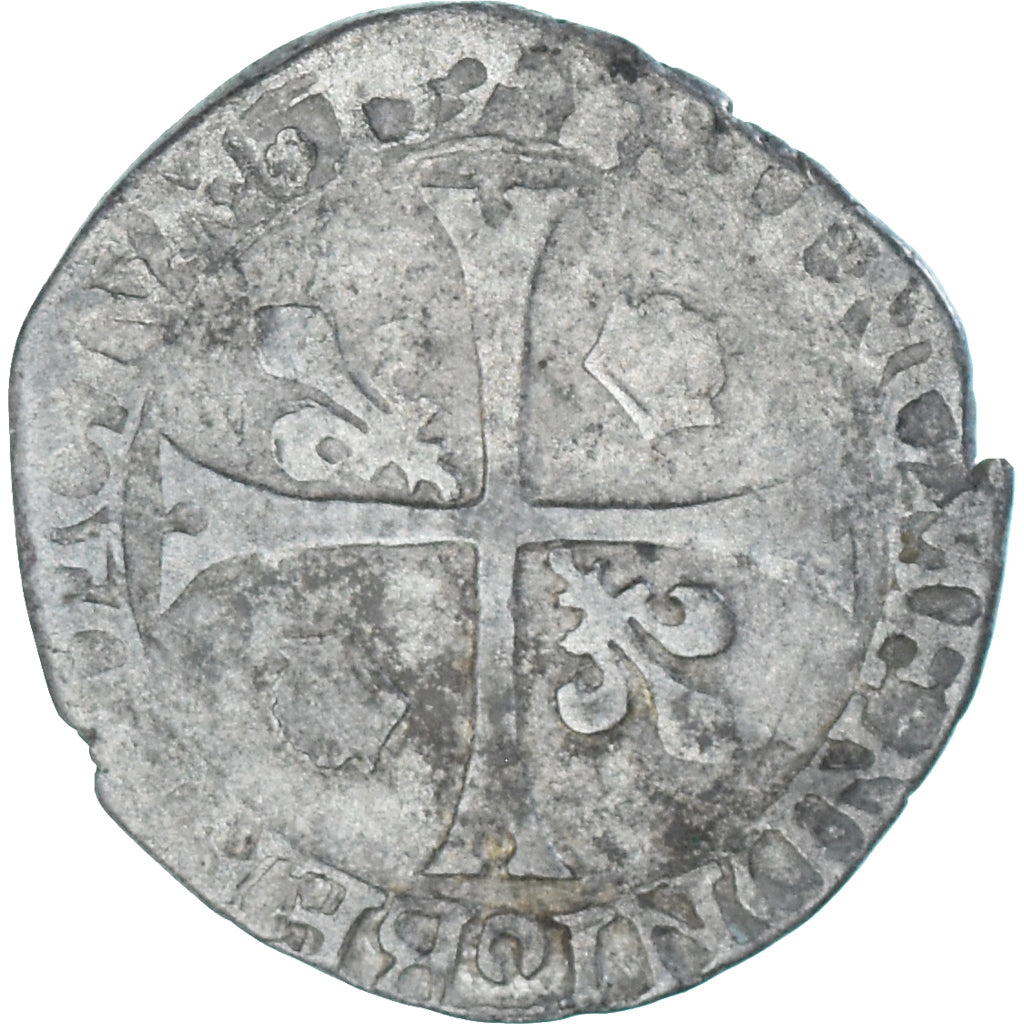 Moeda, França, Henri IV, Douzain aux deux H, 1595, La Rochelle, 2nd type