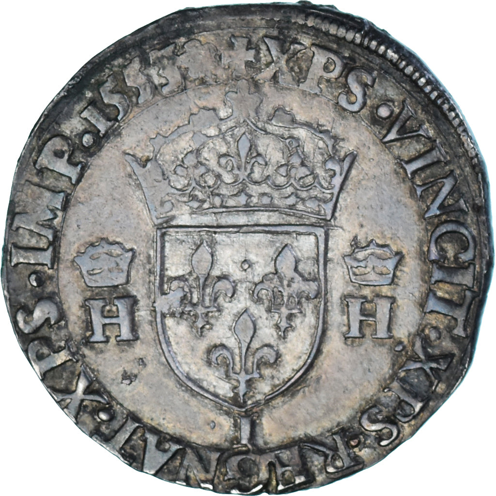 Moeda, França, Henri II, Teston à la tête nue, 1553, Limoges, 1st Type