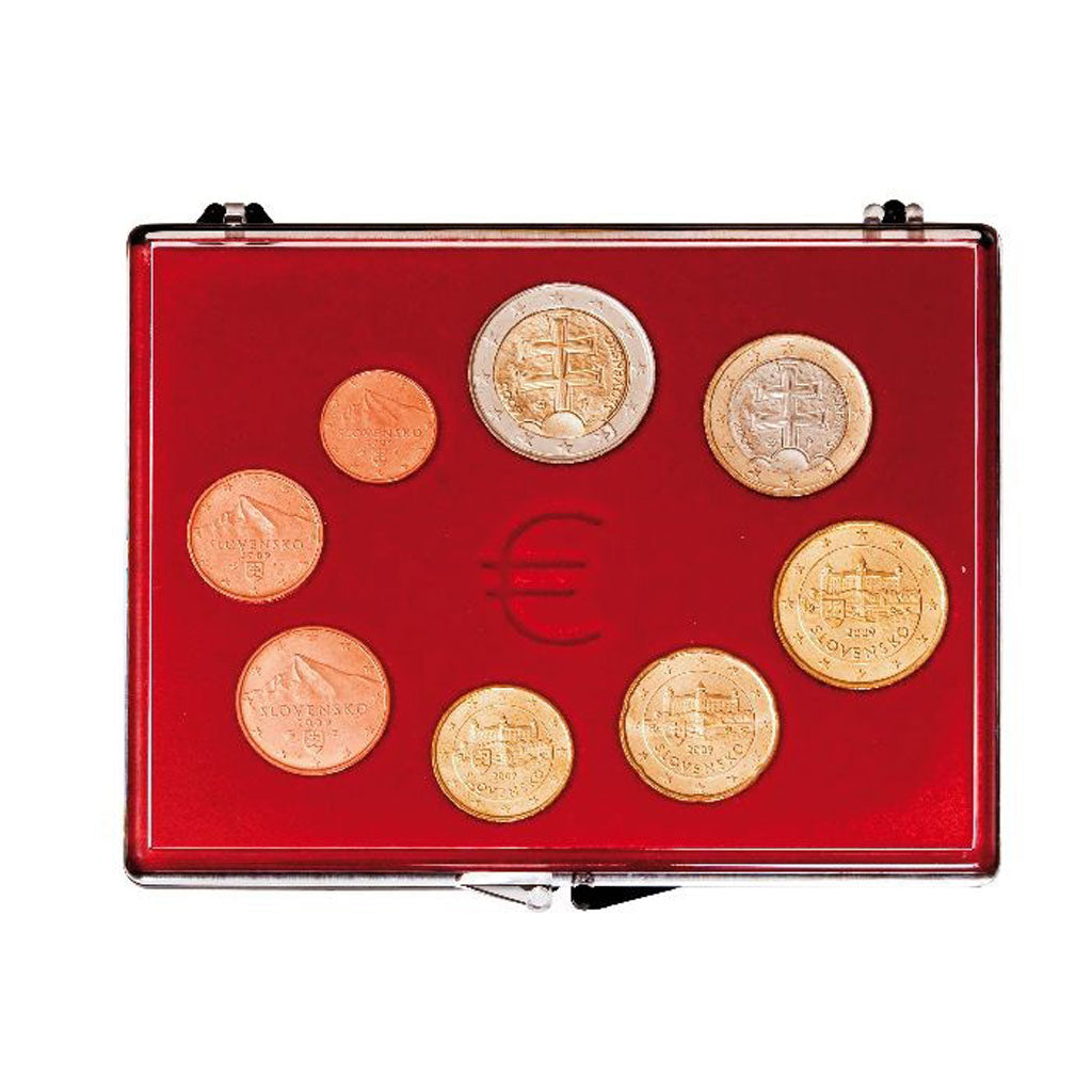 Case, red, for one Euro-Set, Lindner:8700/8