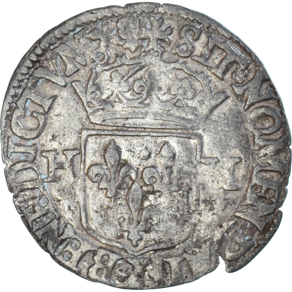 Moeda, França, Henri IV, Douzain aux deux H, 1594, Bayonne, 3rd type