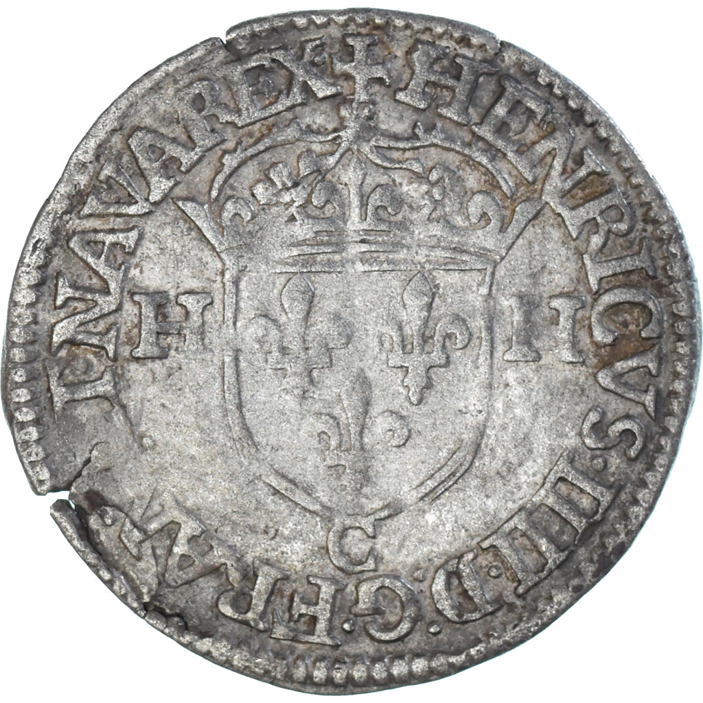 Moneta, Francia, Henri IV, Douzain aux deux H, 1595, Saint-Lô, 2nd type, MB+