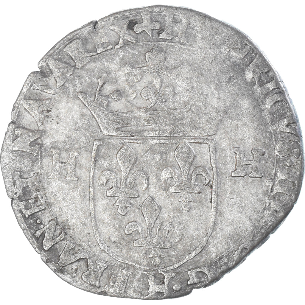 Moneda, Francia, Henri IV, Douzain aux deux H, 1591, La Rochelle, 2nd type, MBC