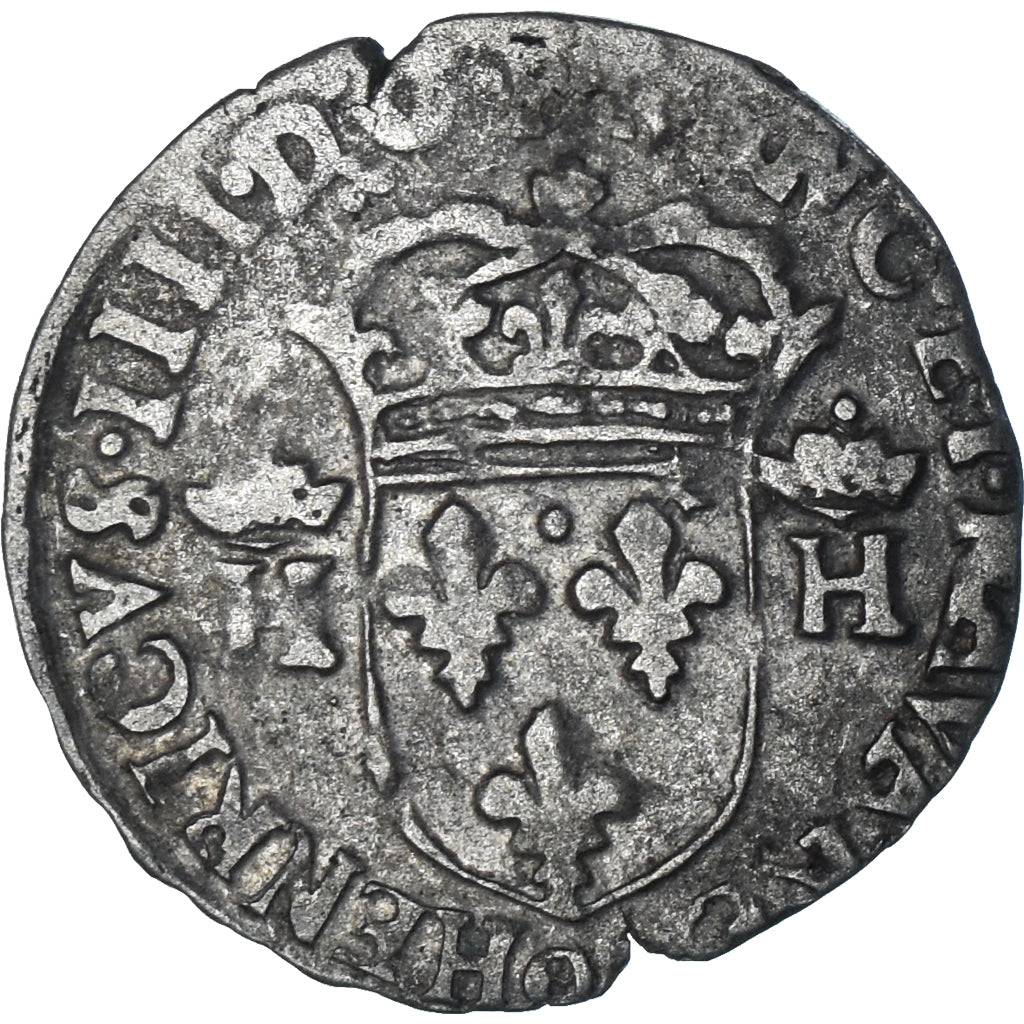 Moeda, França, Henri IV, Douzain aux deux H, 1593, Clermont-Ferrand, 5º tipo