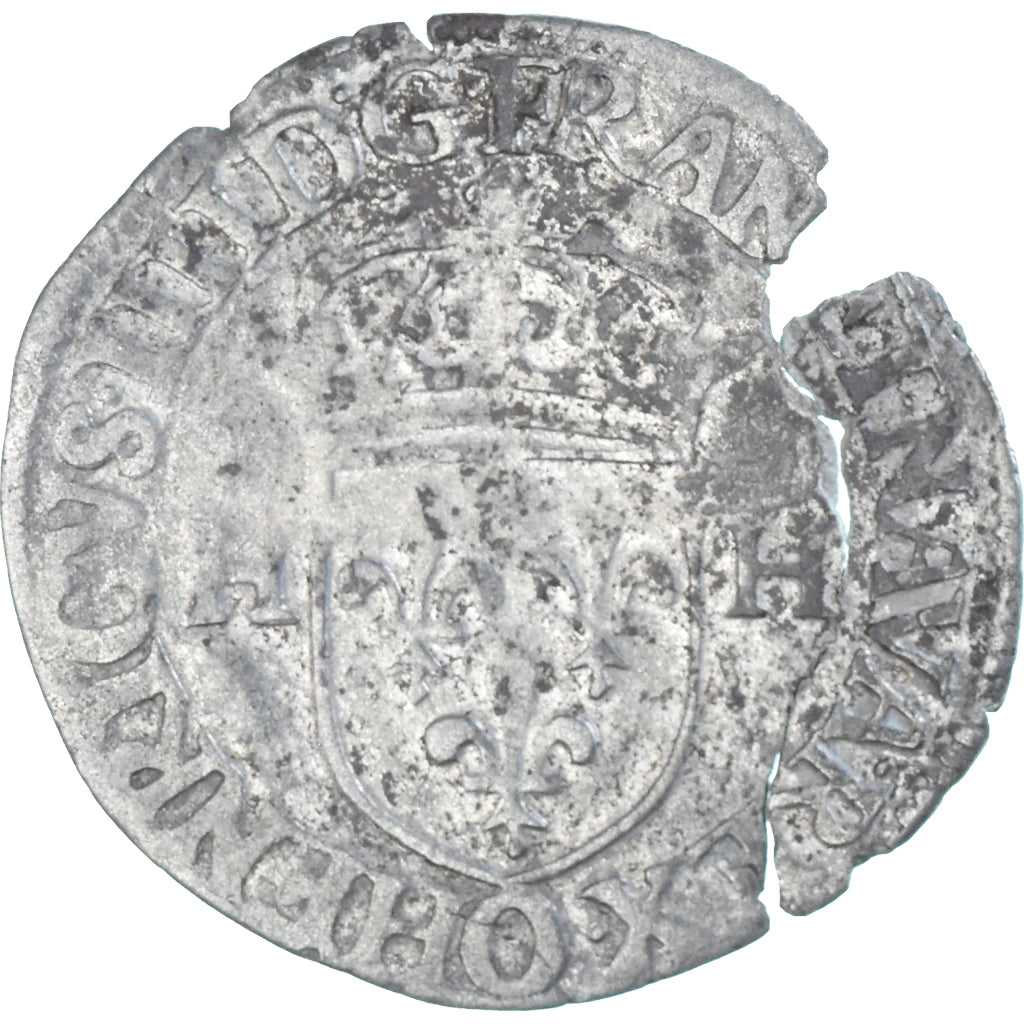 Moeda, França, Henri IV, Douzain aux deux H, 1596, Riom, Broken, VF(30-35)