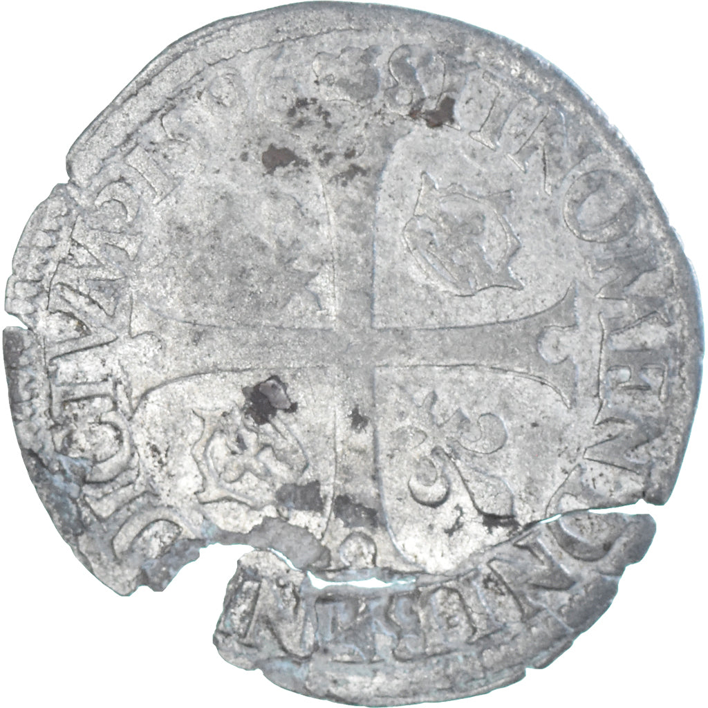 Moeda, França, Henri IV, Douzain aux deux H, 1596, Riom, Broken, VF(30-35)