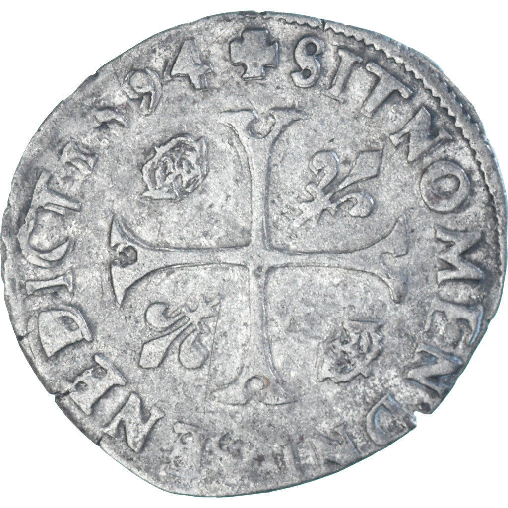Moneda, Francia, Henri IV, Douzain aux deux H, 1594, Clermont-Ferrand, 5th type