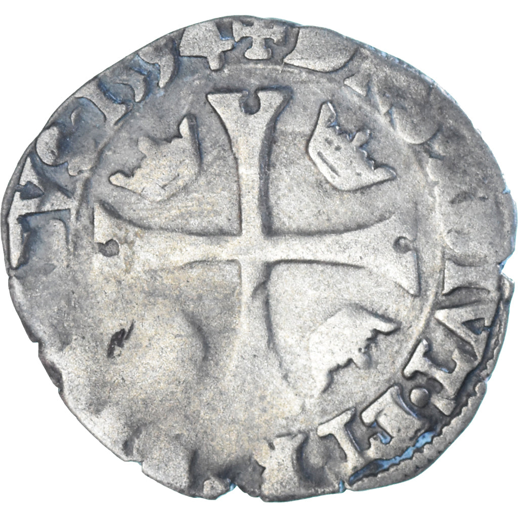 Moeda, França, Henri II de Montpensier, Douzain, 1594, Trévoux, VF(30-35)