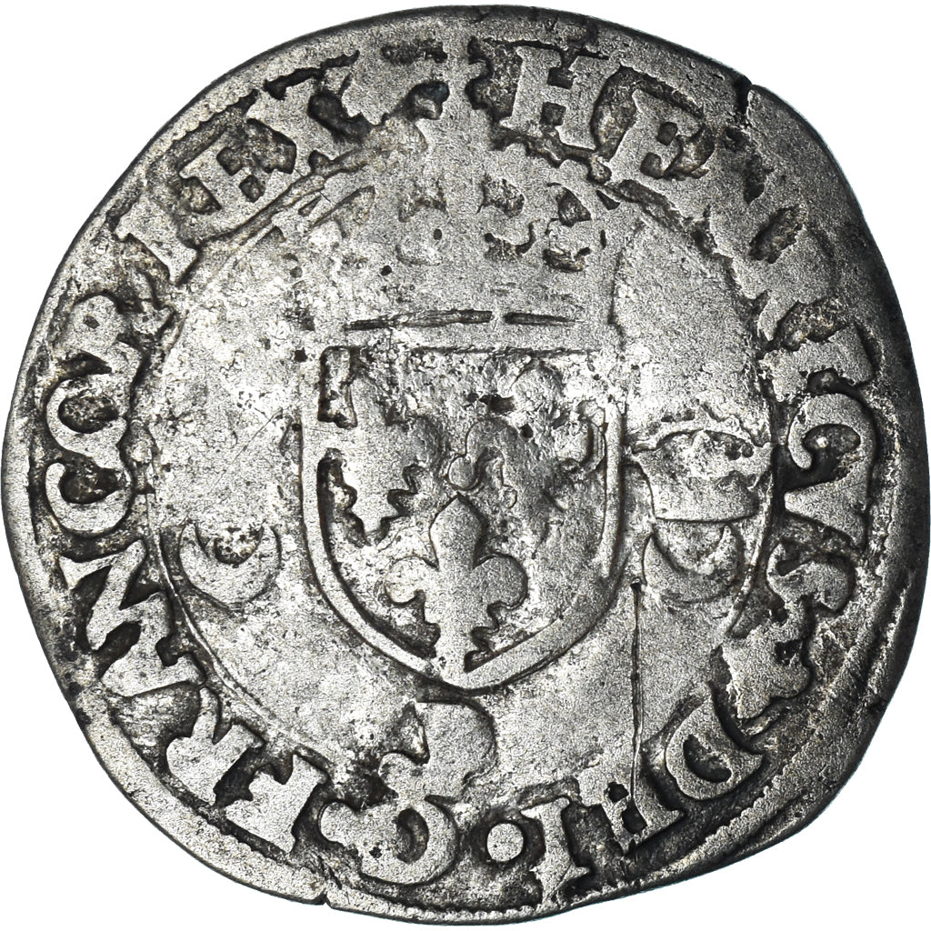Moneta, Francja, Henri II, Douzain aux croissants, 1552, Dijon, VF(30-35)