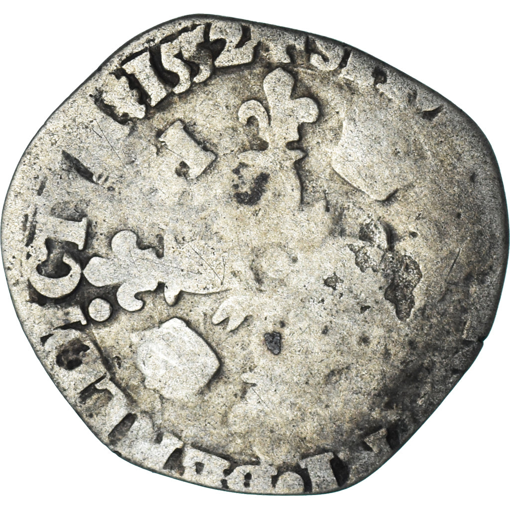 Moneta, Francja, Henri II, Douzain aux croissants, 1552, Nantes, VF(20-25)