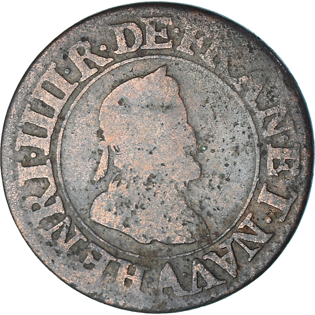Moneda, Francia, Henri IV, Double Tournois, 1604, Paris, BC+, Cobre, CGKL:222