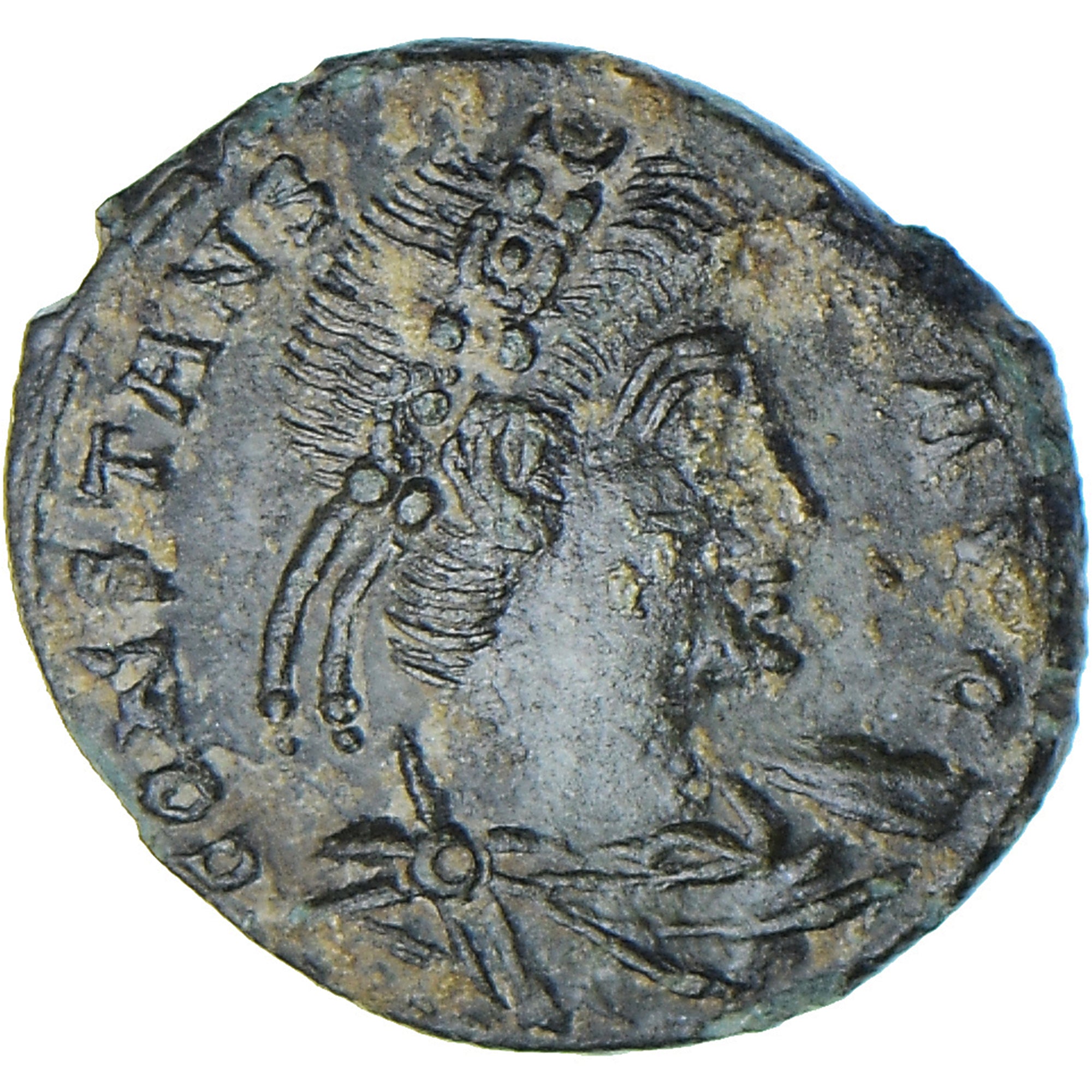 Coin, Constans, Follis, 337-350, Trier, AU(50-53), Bronze, RIC:111