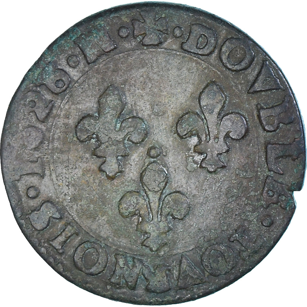 Coin, France, Louis XIII, Double Tournois, 1628, Bordeaux, VF(30-35), Copper