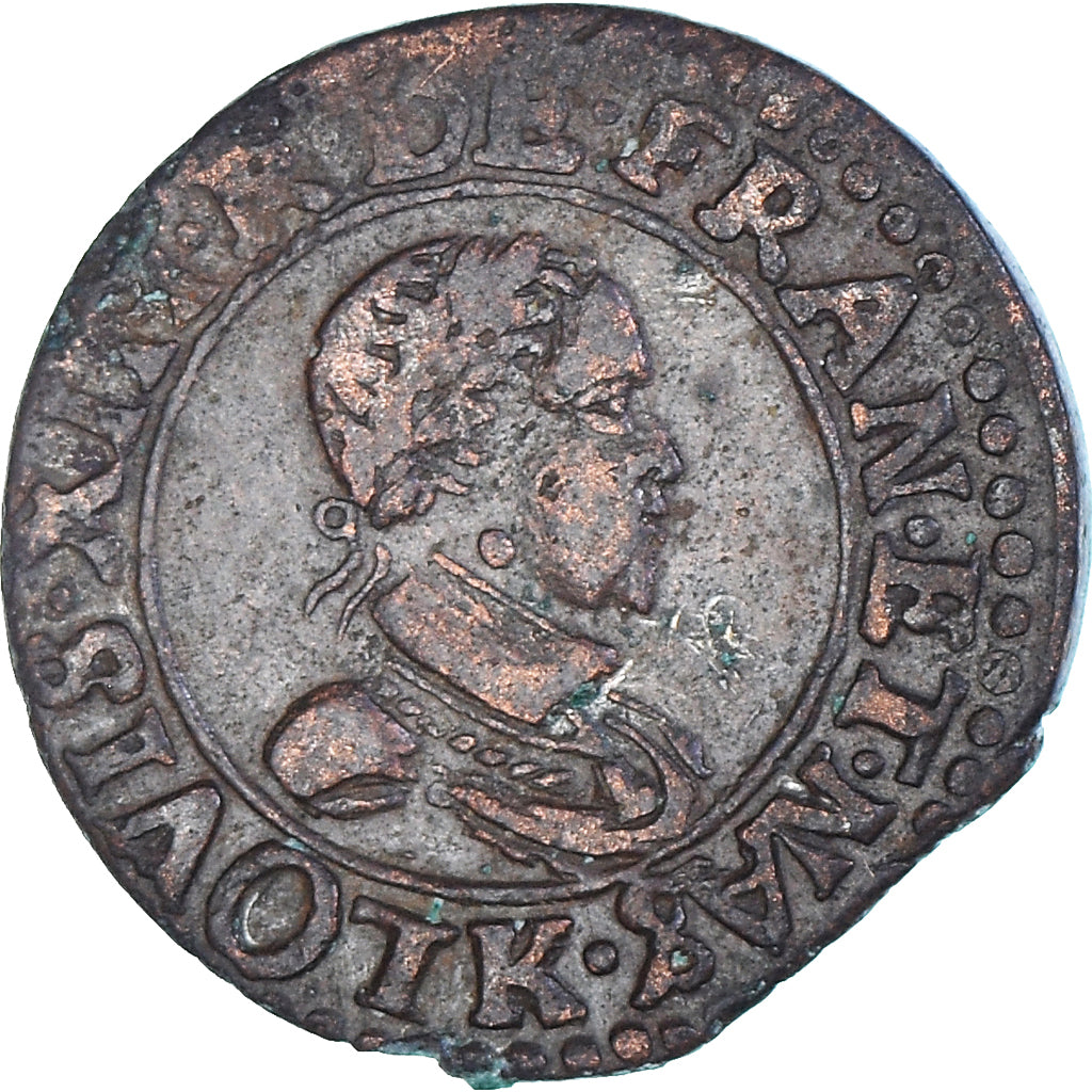 Coin, France, Louis XIII, Double Tournois, 1621, Bordeaux, VF(30-35), Copper