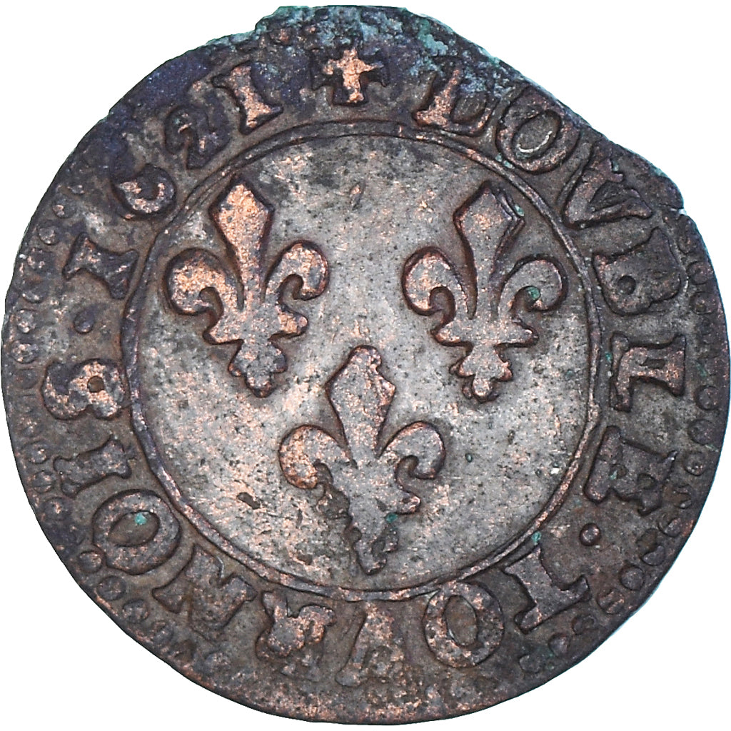 Coin, France, Louis XIII, Double Tournois, 1621, Bordeaux, VF(30-35), Copper