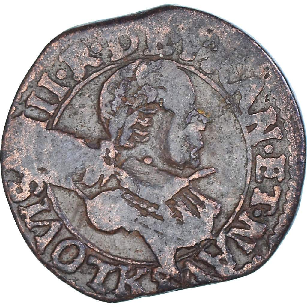 Coin, France, Louis XIII, Double Tournois, 1620, Bordeaux, VF(30-35), Copper