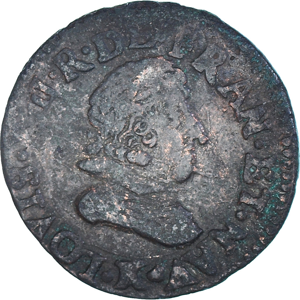 Munten, Frankrijk, Louis XIII, Double Tournois, 1628, Bordeaux, FR, Koper
