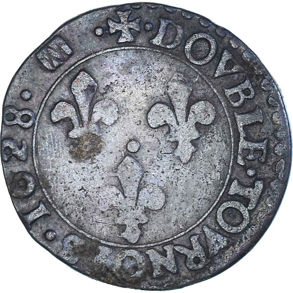 Coin, France, Louis XIII, Double Tournois, 1628, Bordeaux, VF(20-25), Copper